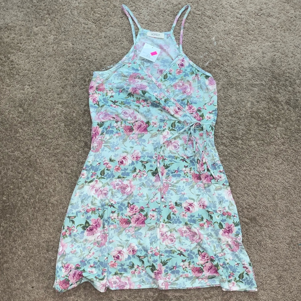 NWT! Floral Wrap Dress with Spaghetti Straps
